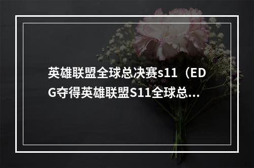 英雄联盟全球总决赛s11（EDG夺得英雄联盟S11全球总决赛冠军）