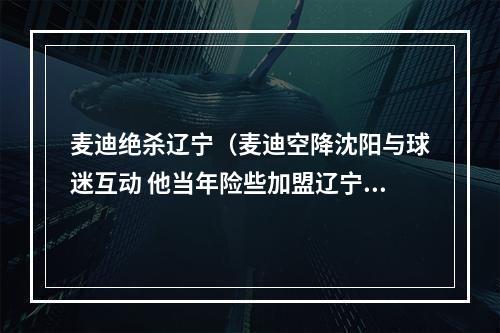 麦迪绝杀辽宁（麦迪空降沈阳与球迷互动 他当年险些加盟辽宁男篮）