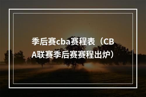 季后赛cba赛程表（CBA联赛季后赛赛程出炉）