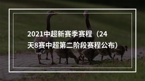 2021中超新赛季赛程（24天8赛中超第二阶段赛程公布）