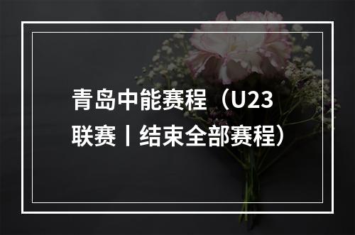 青岛中能赛程（U23联赛丨结束全部赛程）