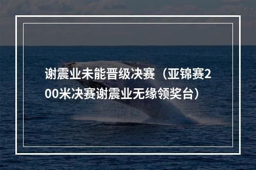 谢震业未能晋级决赛（亚锦赛200米决赛谢震业无缘领奖台）