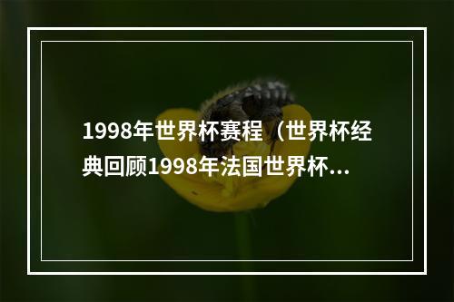 1998年世界杯赛程（世界杯经典回顾1998年法国世界杯）