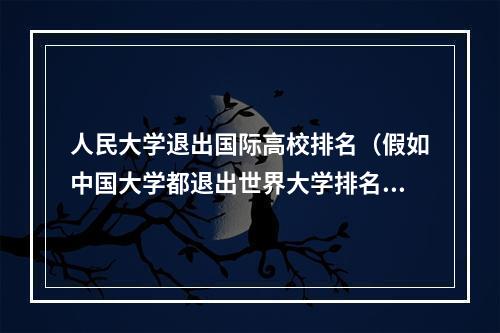 人民大学退出国际高校排名（假如中国大学都退出世界大学排名）