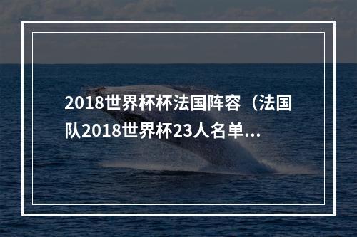 2018世界杯杯法国阵容（法国队2018世界杯23人名单格里兹曼博格巴领衔）