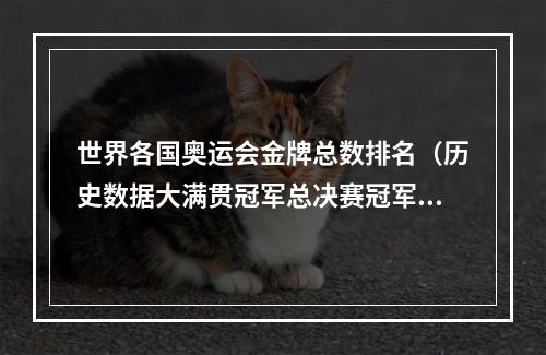 世界各国奥运会金牌总数排名（历史数据大满贯冠军总决赛冠军奥运会冠军及ATP年终排名）