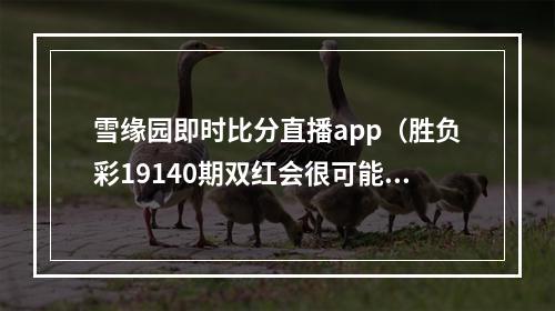 雪缘园即时比分直播app（胜负彩19140期双红会很可能踢和）