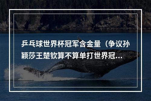 乒乓球世界杯冠军含金量（争议孙颖莎王楚钦算不算单打世界冠军新世界杯决赛名分未定）