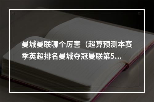 曼城曼联哪个厉害（超算预测本赛季英超排名曼城夺冠曼联第5切尔西第7布莱顿第8）