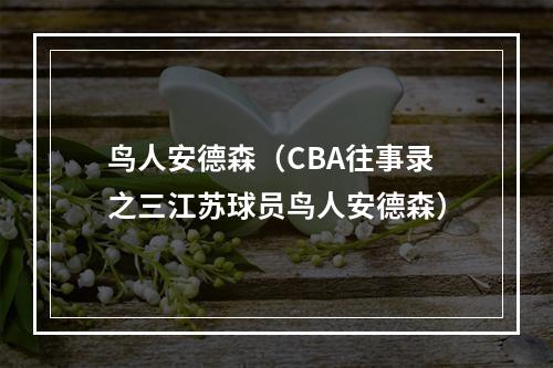 鸟人安德森（CBA往事录之三江苏球员鸟人安德森）