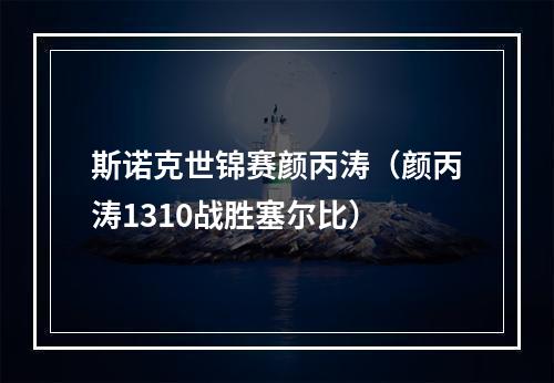 斯诺克世锦赛颜丙涛（颜丙涛1310战胜塞尔比）