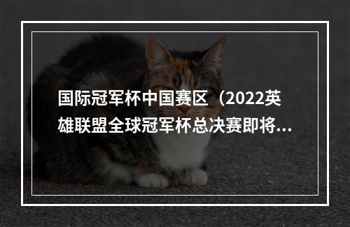 国际冠军杯中国赛区（2022英雄联盟全球冠军杯总决赛即将打响WRL赛区两支队伍成功会师）