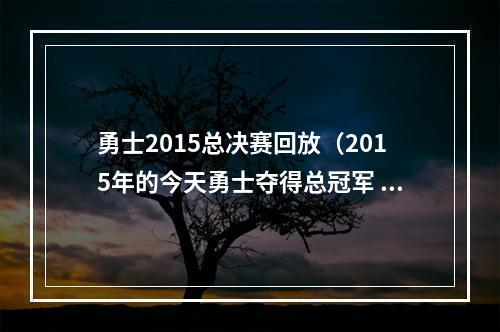 勇士2015总决赛回放（2015年的今天勇士夺得总冠军 伊戈达拉当选FMVP）