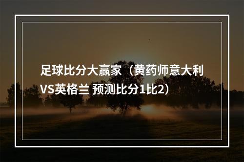 足球比分大赢家（黄药师意大利VS英格兰 预测比分1比2）