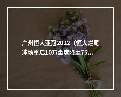 广州恒大亚冠2022（恒大烂尾球场重启10万坐席降至75万最难时刻后不放弃广州队）