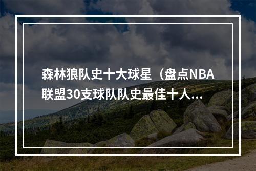 森林狼队史十大球星（盘点NBA联盟30支球队队史最佳十人西部篇明尼苏达·森林狼）