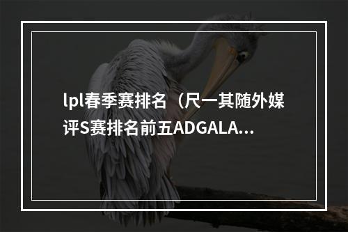 lpl春季赛排名（尺一其随外媒评S赛排名前五ADGALA第三）