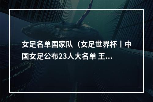 女足名单国家队（女足世界杯丨中国女足公布23人大名单 王霜王珊珊张琳艳领衔出征）