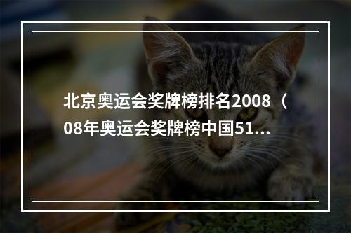 北京奥运会奖牌榜排名2008（08年奥运会奖牌榜中国51金登榜首）