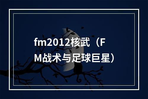 fm2012核武（FM战术与足球巨星）