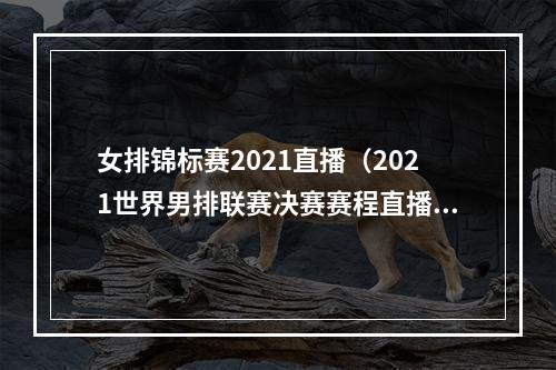 女排锦标赛2021直播（2021世界男排联赛决赛赛程直播安排）